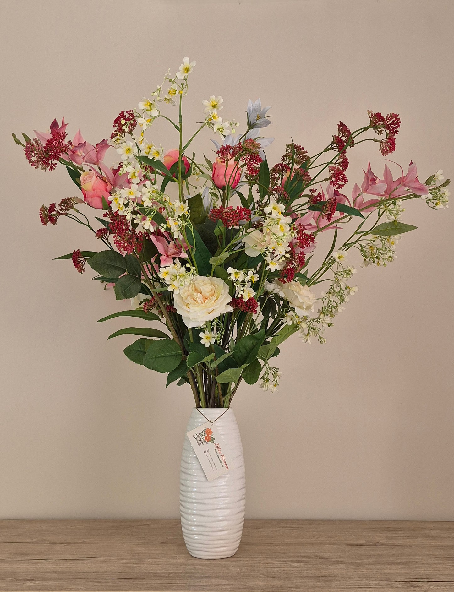 Rosé chic, inclusief vaas